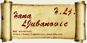 Hana LJubanović vizit kartica
